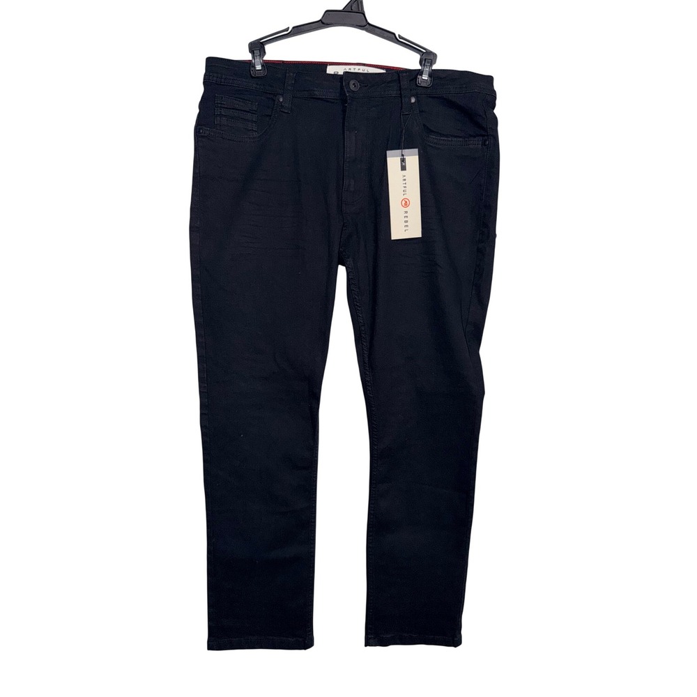 Artful Rebel Mens Jax Slim Fit Black Stretch Denim Jeans 36x30 NWT